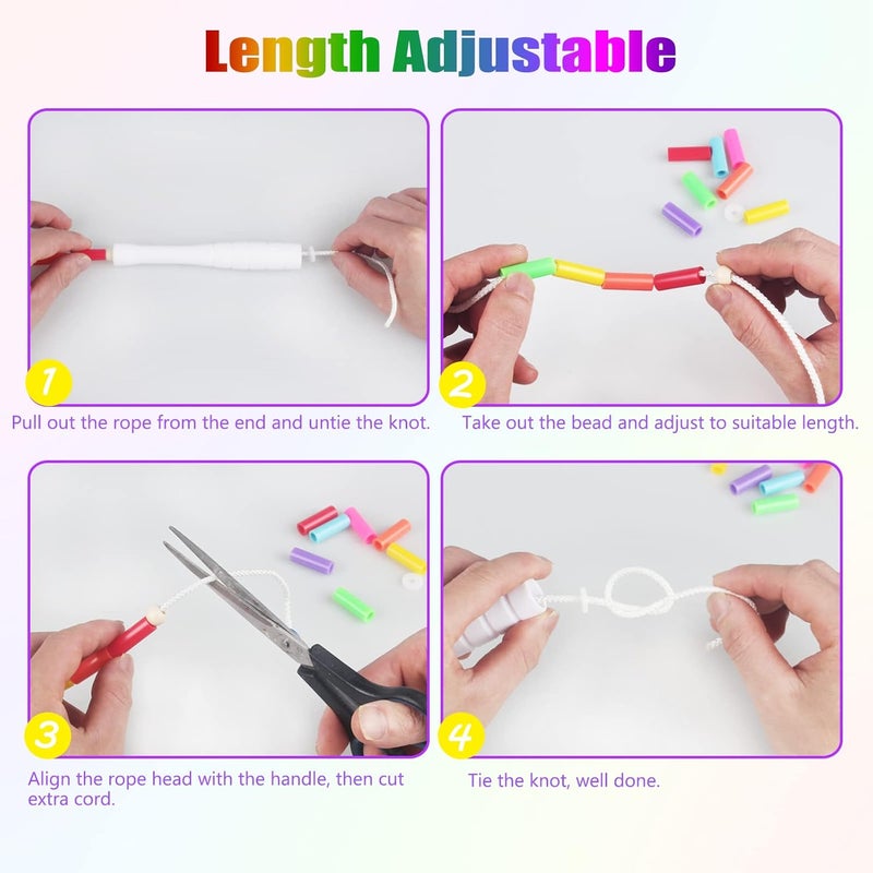 Fezog 2 Pack Rainbow Beaded Kids Jump Rope, Segmented Skipping Rope for Kids Adults, Tangle-Free Rope Skipping Child Jump Rope for Fitness Exercise Training - Image 4